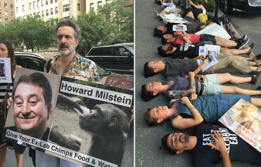 New Yorkers protest outside the home of Howard Milstein
