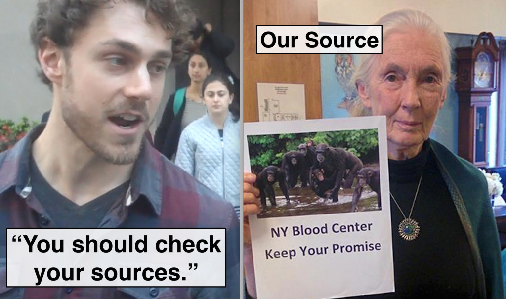 Weill Cornell student suggests that activists are misinformed. Is Dr. Jane Goodall misinformed too?