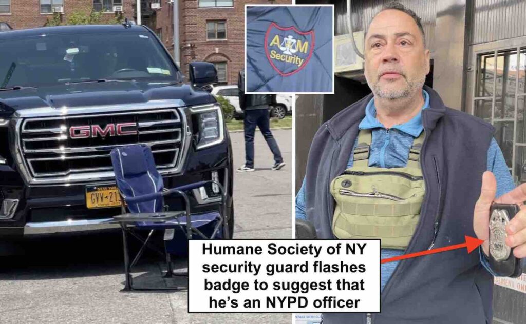 Photo of Humane Society of New York security guard attempting to pass himself off as an NYPD officer