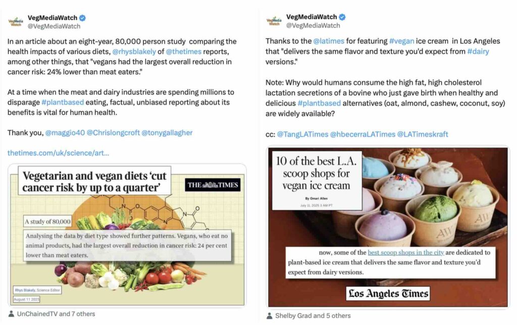 VegMediaWatch amplifies positive stories