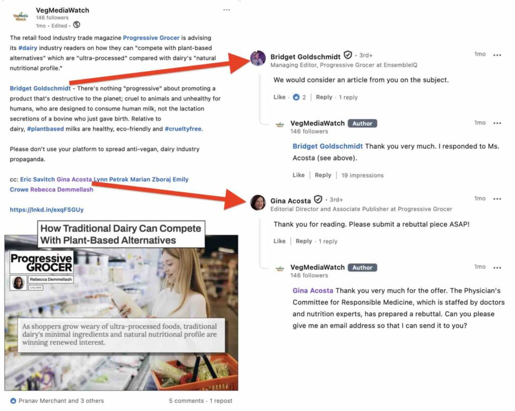 VegMediaWatch Engagement with Journalists